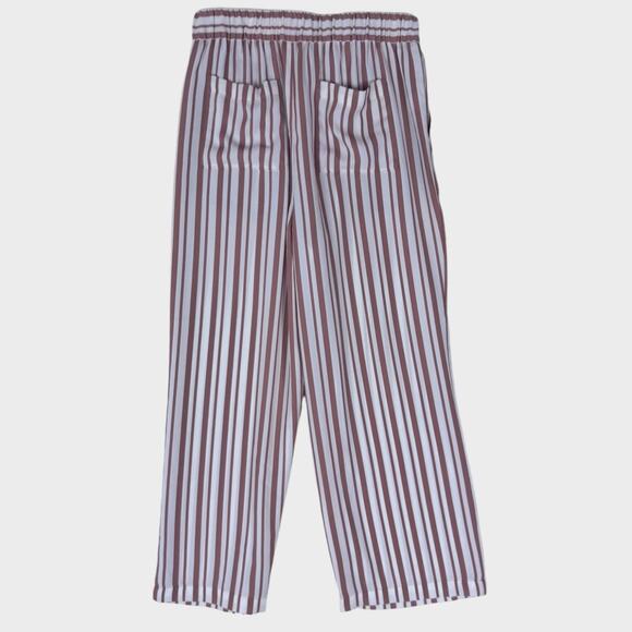 Ann Taylor LOFT Outlet Wide Leg Striped Pants 100% Polyester Small Tan White - Picture 2 of 6